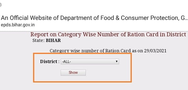 Bihar Ration Card List