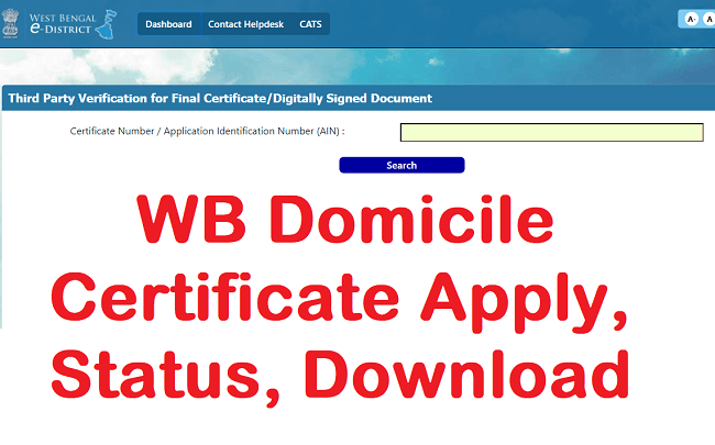 WB Domicile Certificate Download